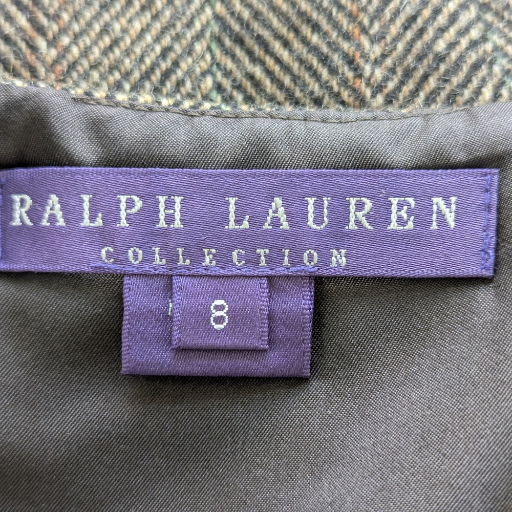 Ralph Lauren PURPLE Label 100% Cashmere Pencil Skirt Brown Herringbone Size 8 - Picture 12 of 16